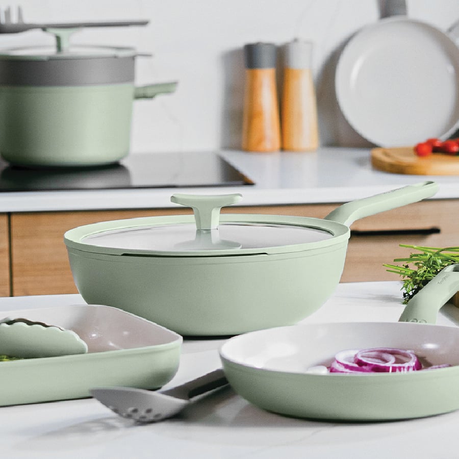 กระทะวอคอะลูมิเนี่ยมเคลือบเซรามิค BergHOFF Non-stick 28cm Balance Sage 3950455_4